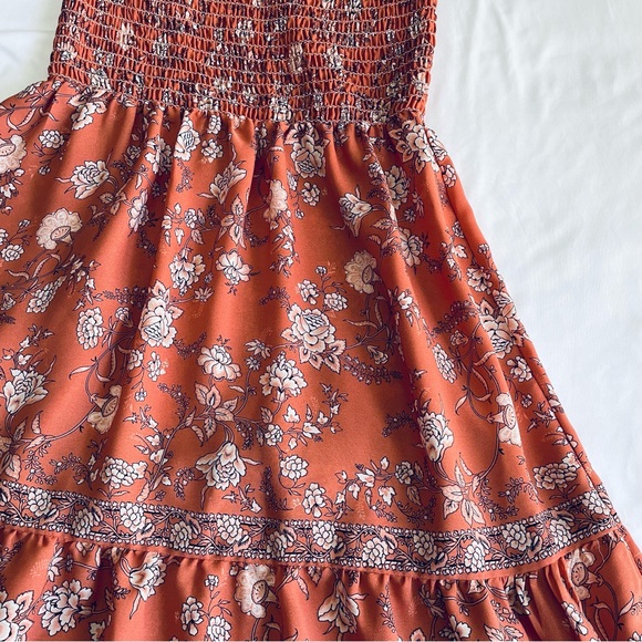 New Max Studio Paisley Flutter Sleeve Maxi Dress, Terracota Rosa Toile, Sz Small - Picture 14 of 15